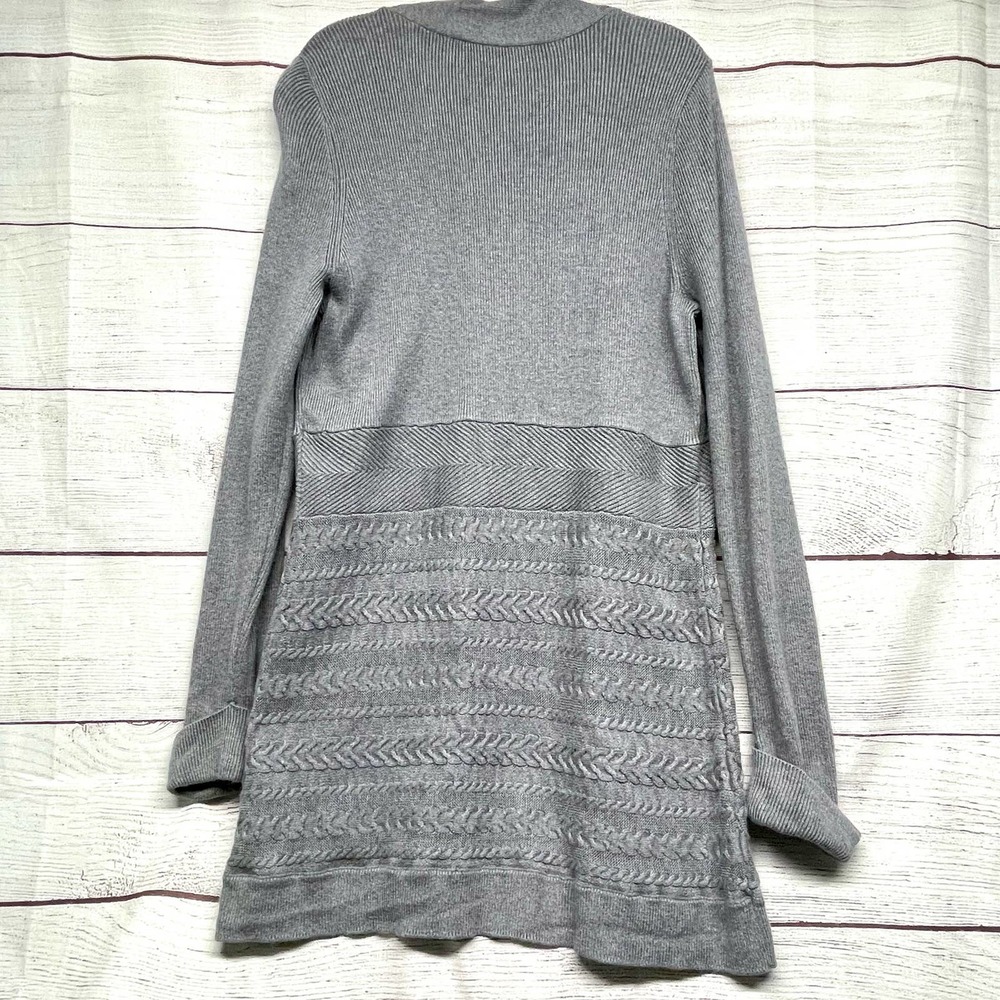 White House Black Market Gray Open Front Long Line Cardigan Size L - Picture 6 of 12